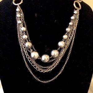 Silvertone ball multi chain cascade lobster clasp
